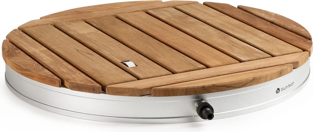 Blumfeldt Sumatra Teak Round, záhradná sprcha, hliník, tíkové drevo, rukoväť
