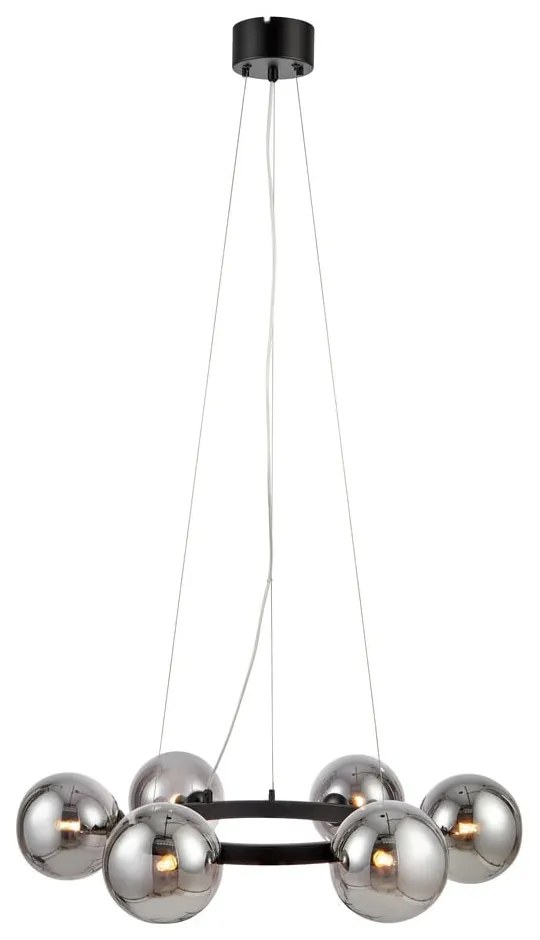 Závesné svietidlo s čiernou konštrukciou Markslöjd Circle 6L