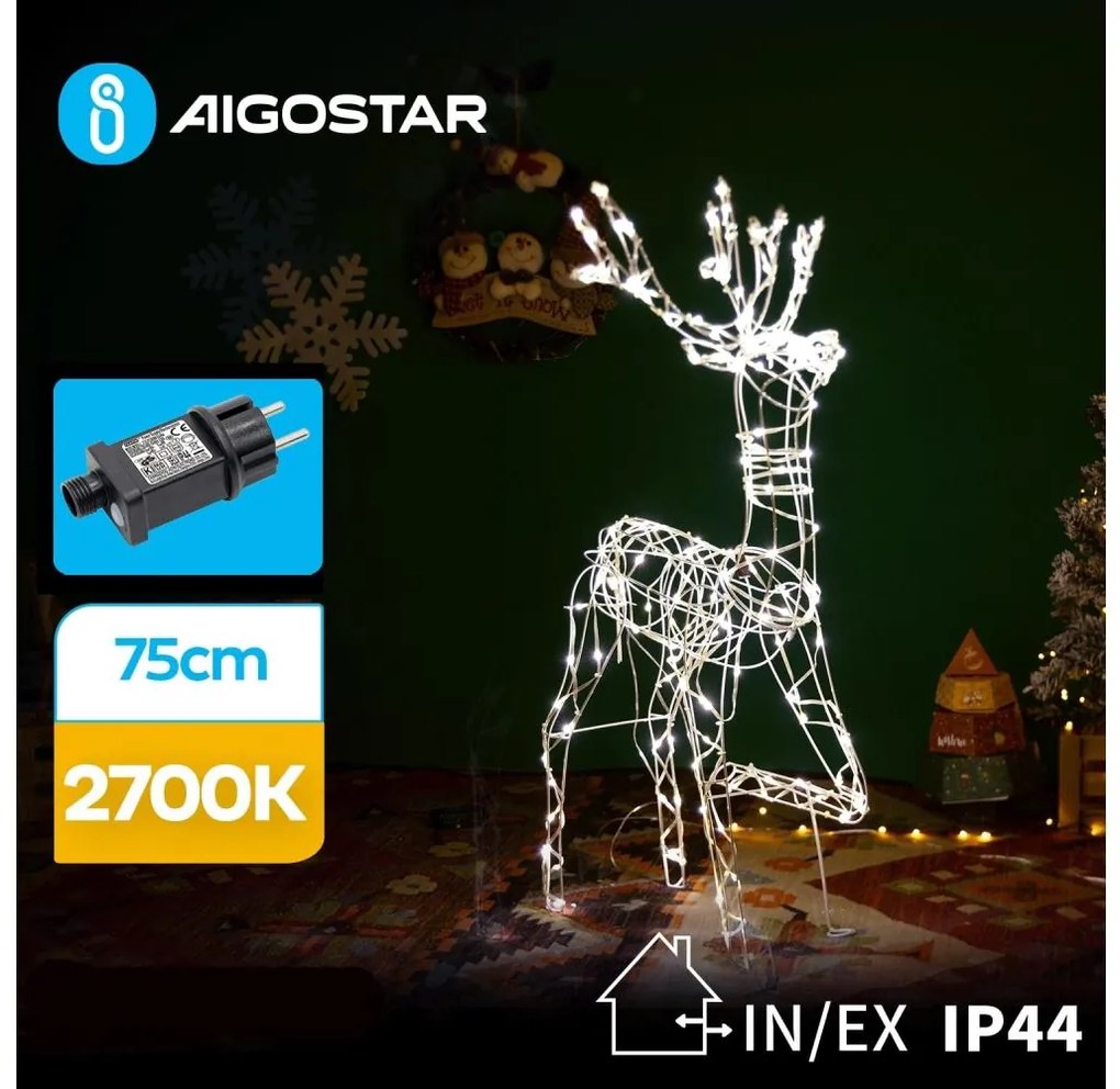 Aigostar B.V. Aigostar - LED Vonkajšia vianočná dekorácia LED/3,6W/31/230V 2700K 75 cm IP44 sob AI0479