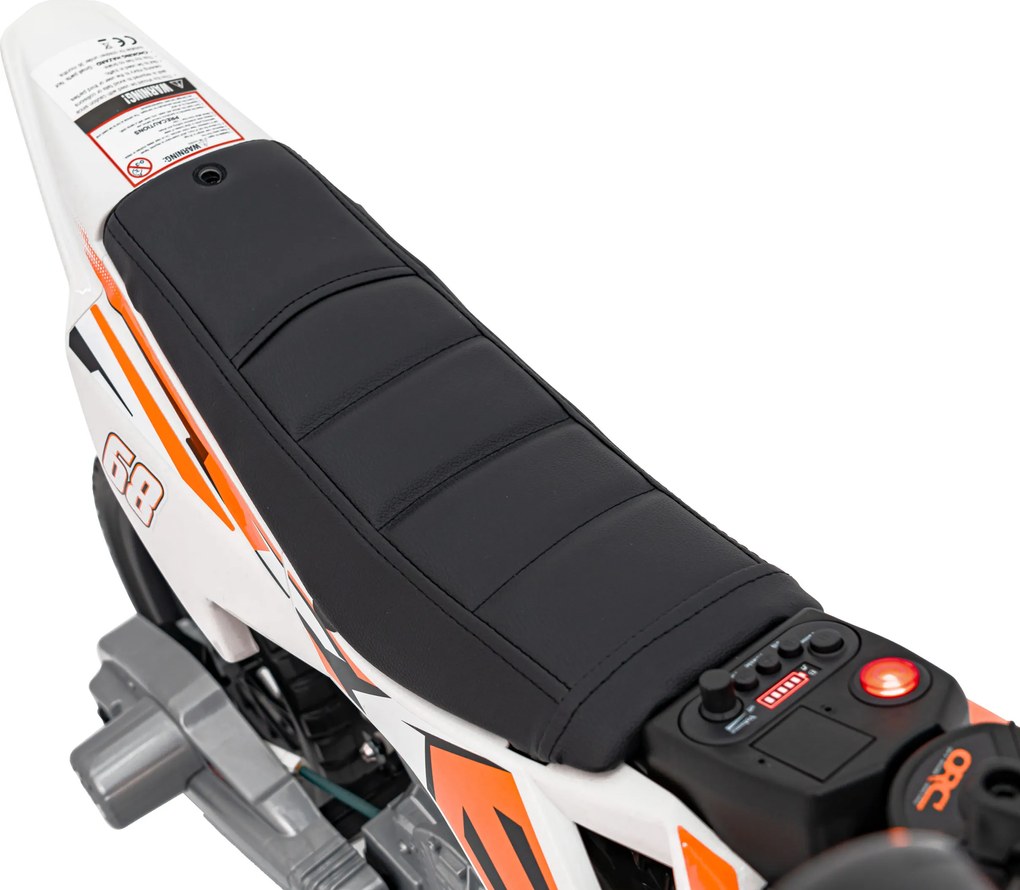 Ramiz PANTONE 361C Detská motorka na batérie oranžová + audio panel + pomalý štart + EVA kolesá