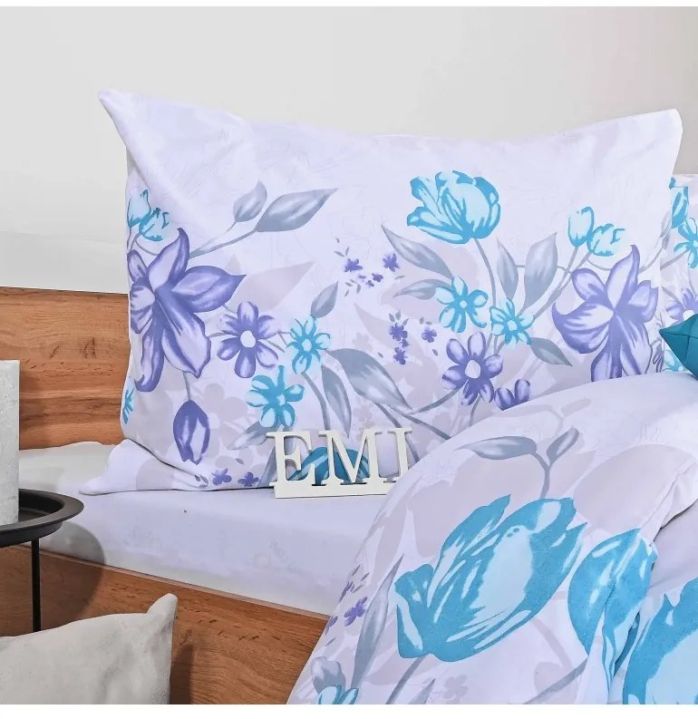 Obliečky bavlnené Kiara modré EMI, Štandardný set jednolôžko obsahuje 1x 140x200 + 1x 70x90