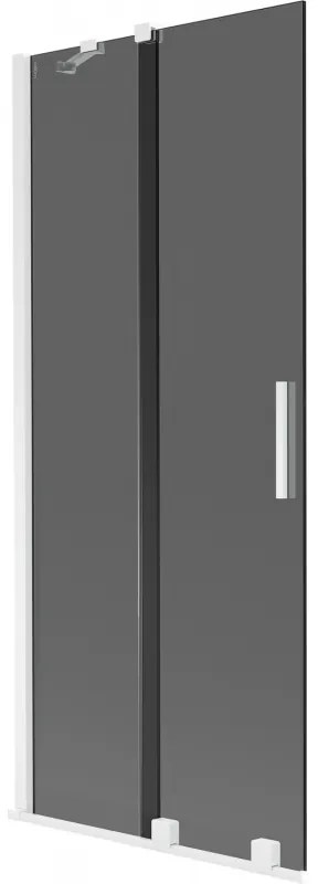 Mexen Velar, 2-krídlová posuvná vaňová zástena 85 x 150 cm, 8mm šedé sklo, biela matná, 896-085-000-41-20