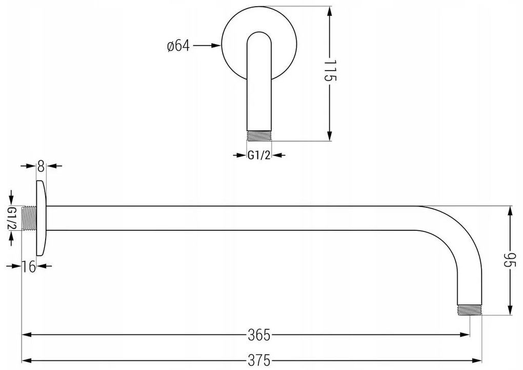 Mexen KAI, podomietkové rameno 40cm + sprchová hlavica 30cm, zlatá, 79230-50 + 79211-50