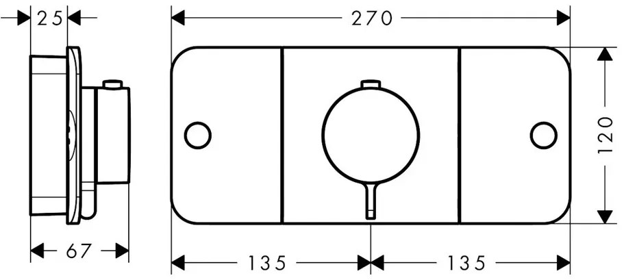 Axor One - Modul termostatu pod omietku pre 2 spotrebiče, chróm 45712000