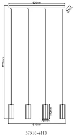 Globo 57918-4HB - Luster na lanku JAMES 4xGU10/25W/230V čierna