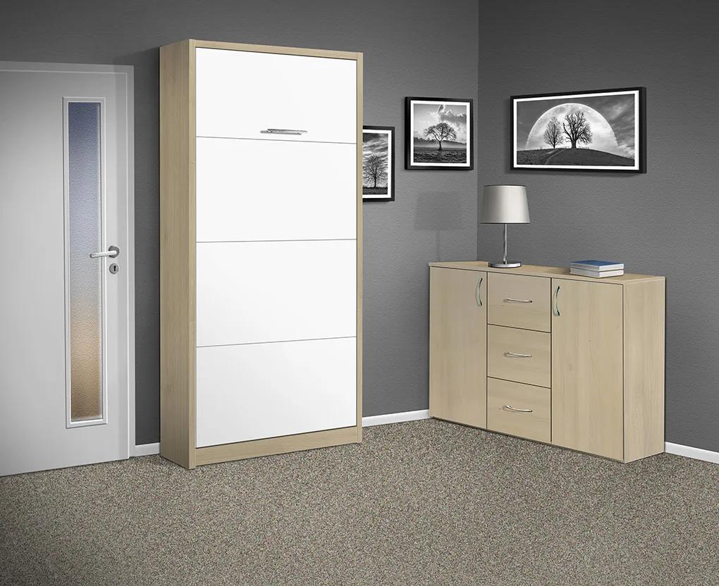 Nabytekmorava Sklápacia posteľ VS 3054 P - 200x90 cm farba lamina: orech/biele dvere