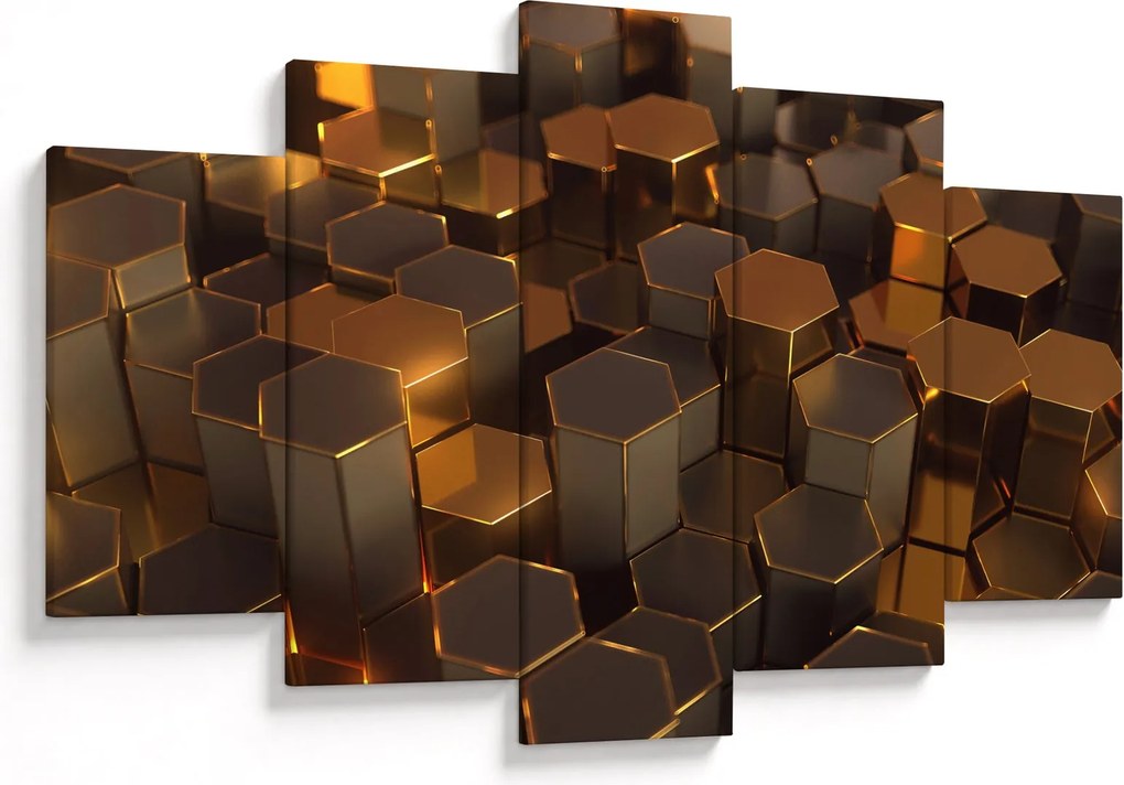Obraz - Bronzové hexagóny (150x105 cm)
