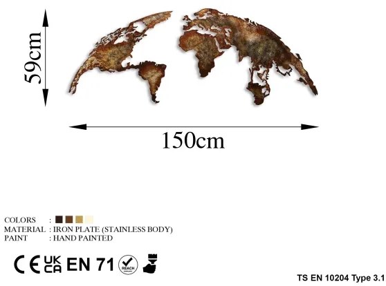 Nástenná dekorácia 2 ks 150x59 planéta kov