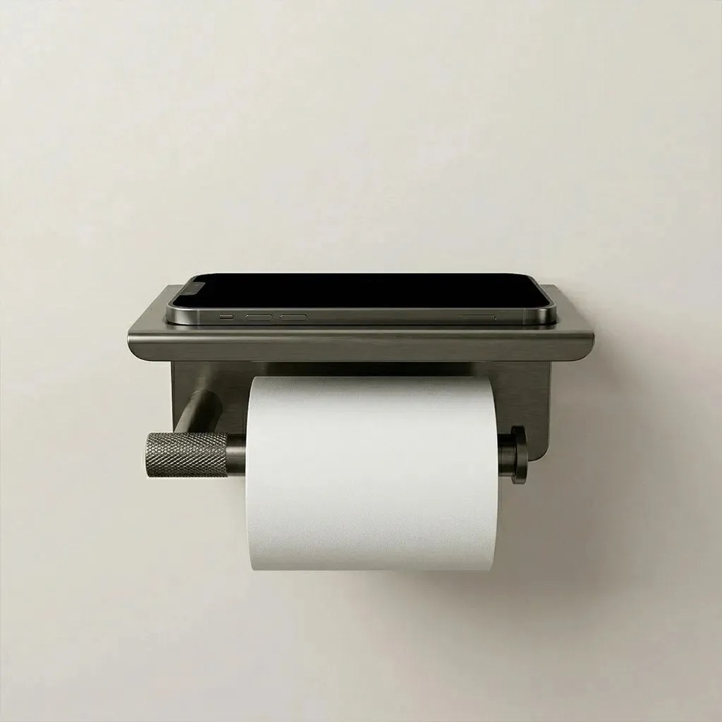 Držiak na toaletný papier s poličkou REA MODERN 6613 titán