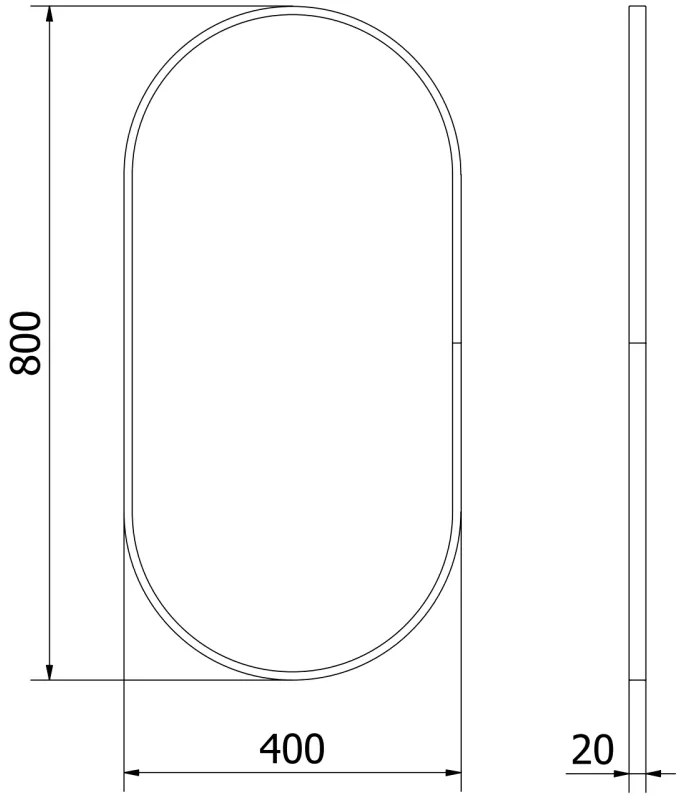 Mexen Loft, oválne kúpeľňové zrkadlo 80 x 40 cm, farba rámu čierna matná, 9851-080-040-000-70