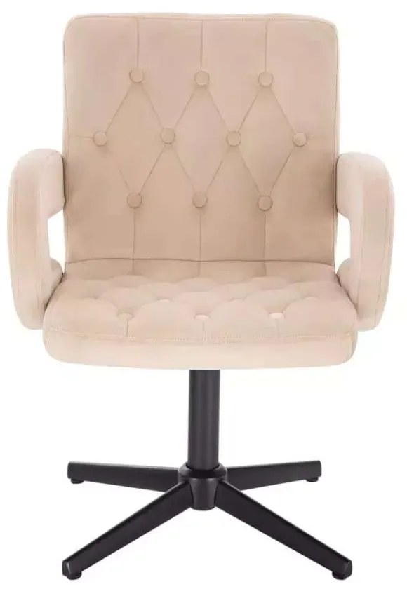 LuxuryForm DESIGN Stolička BOSTON VELUR na čiernom kríži - krémová
