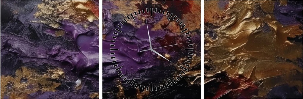 Obraz - Textúrovaná abstrakcia (s hodinami) (90x30 cm)
