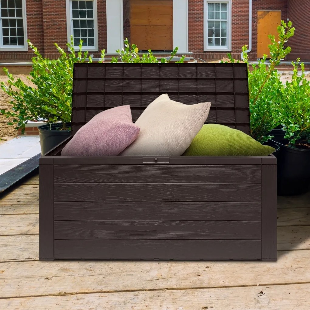 Prosperplast Úložný box WOODEBOX, 280L, 120x46x57cm, tmavo hnedá