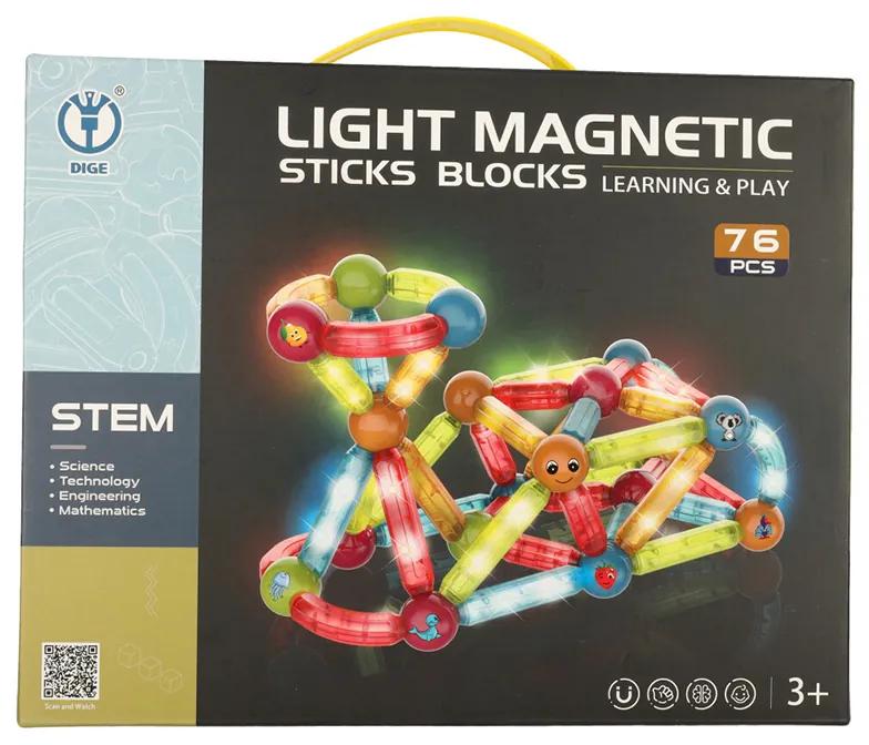KIK Svietiace magnetické bloky pre malé deti 76 prvkov