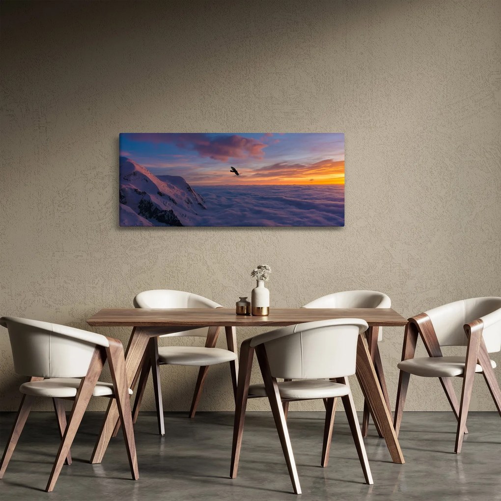 Obraz pri západe slnka, Mt. blanc (120x50 cm)