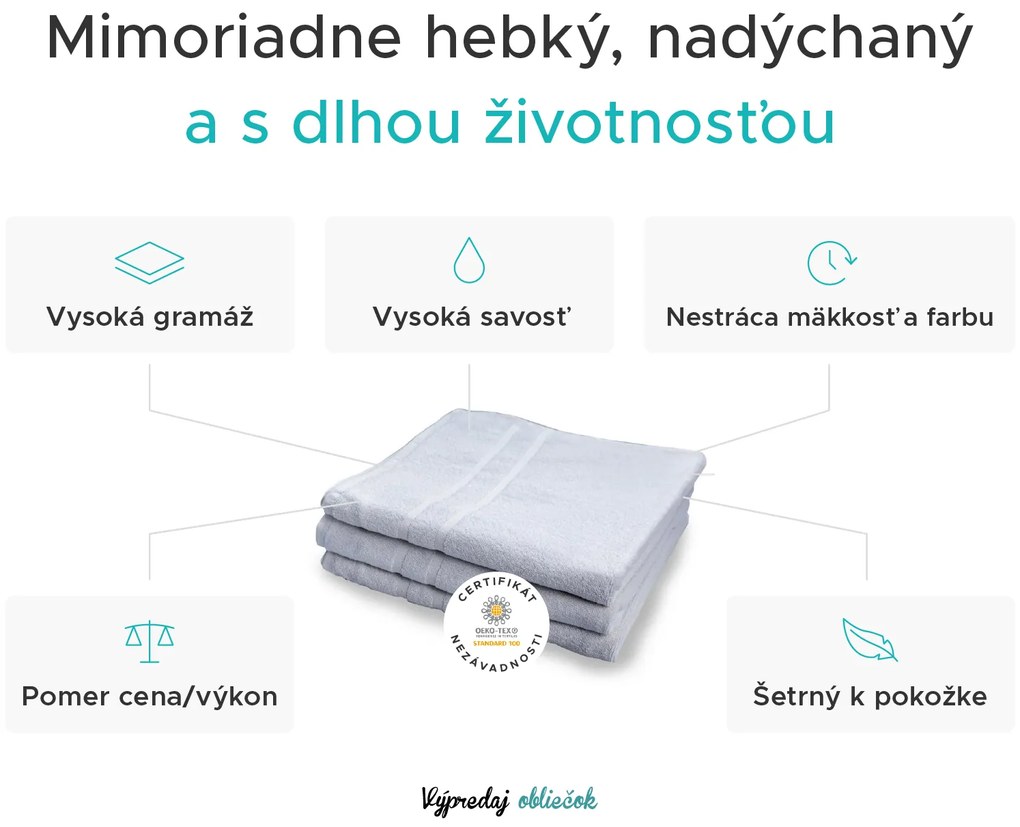 Hotelová osuška Deluxe 100x150 cm biela 100% bavlna