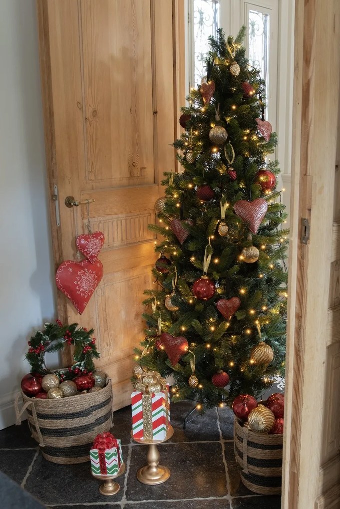 Červené antik závesné kovové srdce L - 20*4*20 cm
