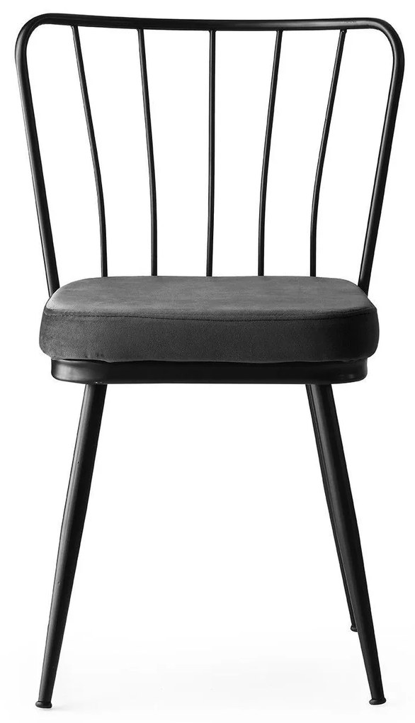 Súprava 4 ks jedálenských stoličiek Yildiz čierna/tmavosivá