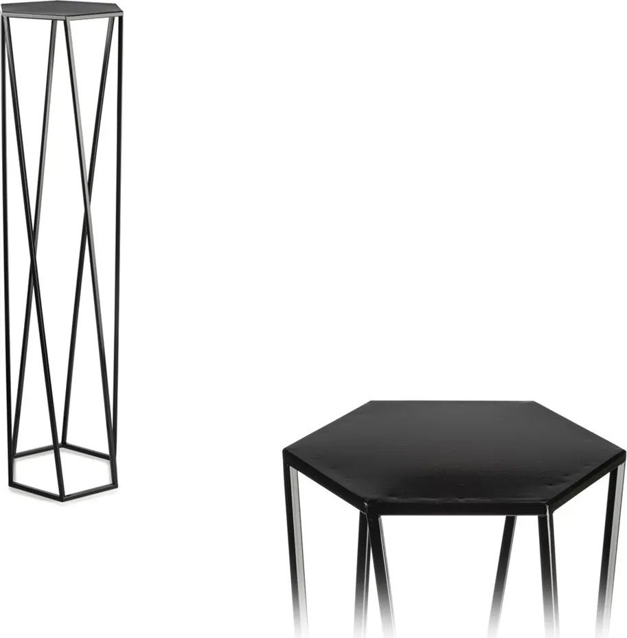 STOJAN NA KVETINÁČ HEXAGON 100X24X27 CM ČIERNA