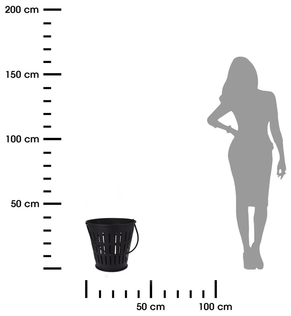 Kovový kôš na drevo Simply, 39x38 cm, čierna