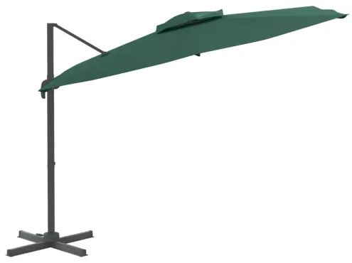 vidaXL Dvojitý konzolový slnečník zelený 300x300 cm-