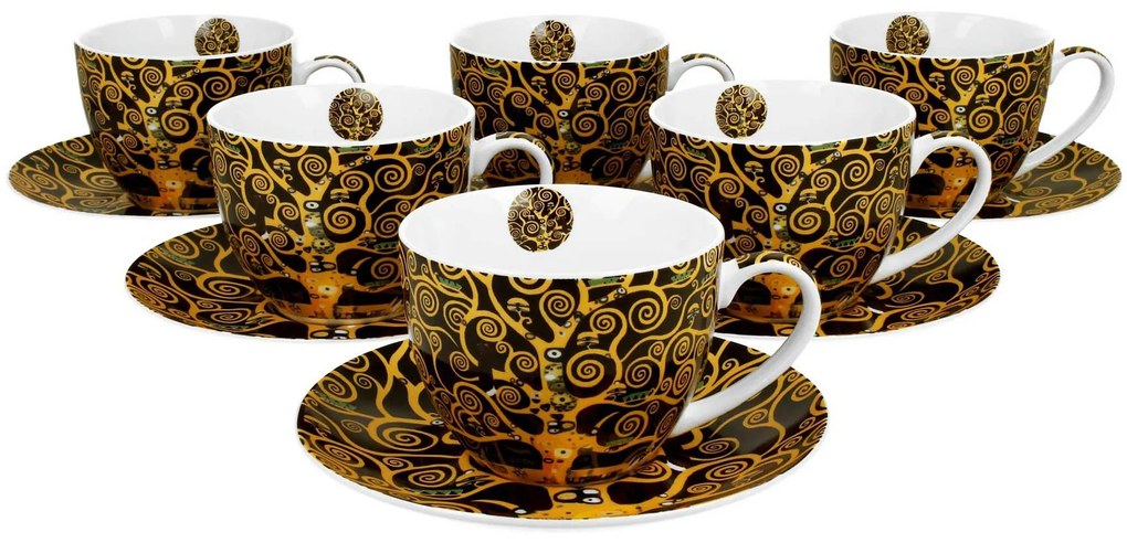 Porcelánová šálka s podšálkou Klimt Tree Of Life 250 ml sada 6ks