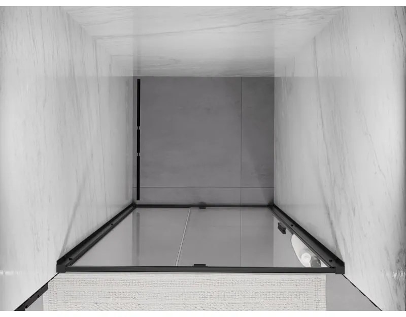 Mexen Exo, 1-krídlové dvere do otvoru 100x200 cm, 6mm číre sklo, čierny profil, 819-100-000-70-00