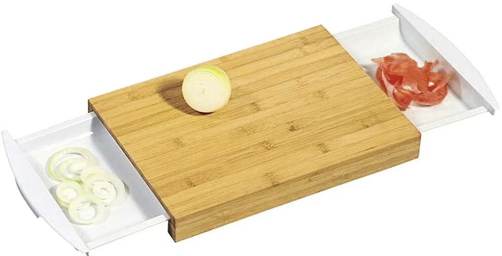 Kesper Krájacia doska, doštička, bambusová, s 2 miskami, CUTT2 – biela