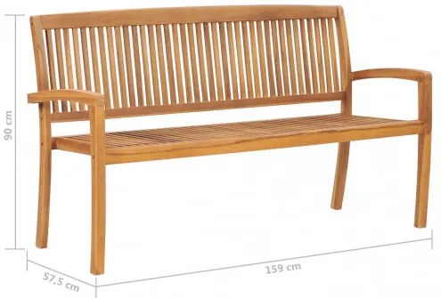 vidaXL Stohovateľná záhradná lavička s podložkou 159 cm tíkový masív-