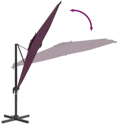 vidaXL Závesný slnečník s hliníkovou tyčou bordovočervený 400x300 cm-