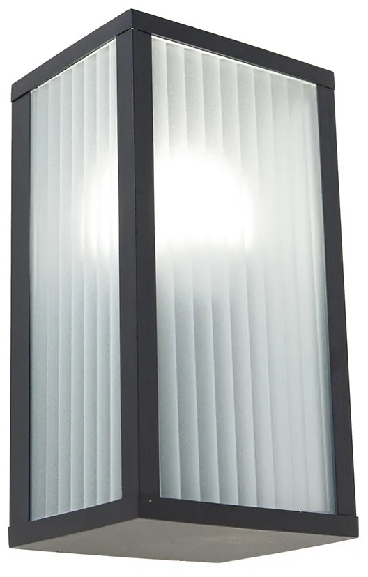 Inteligentné vonkajšie nástenné svietidlo čierne s rebrovaným sklom vrátane WiFi A60 - Charlois