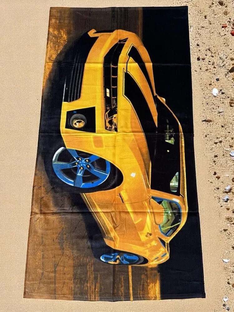 Plážová osuška FUNNY YELLOW CAR 70x140 cm