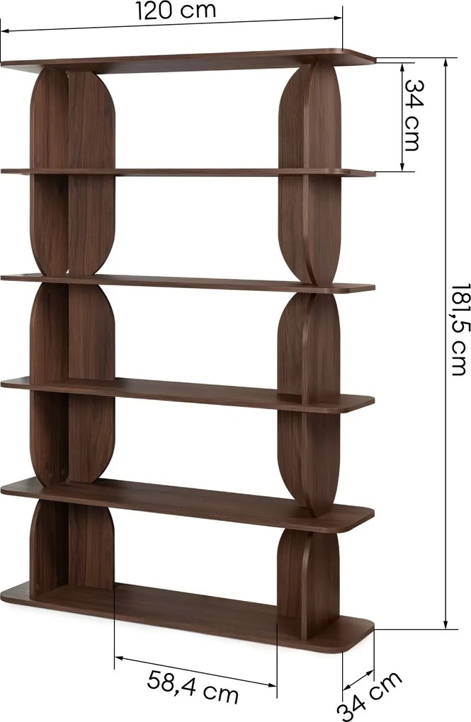 Regál Loocky 181,5 cm ořech Warmia