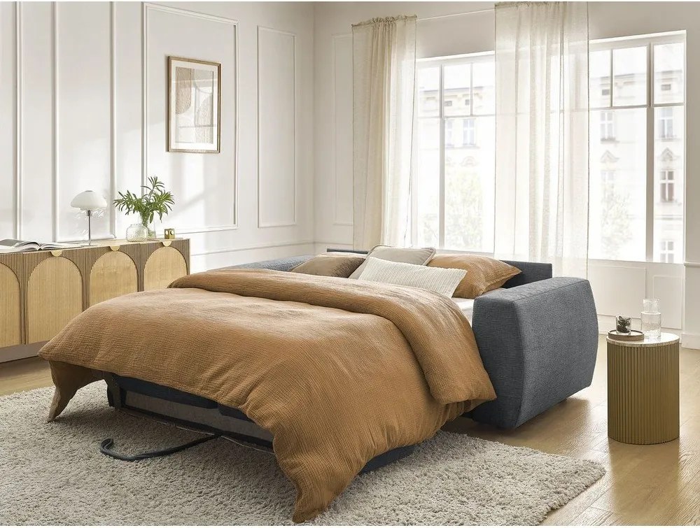 Tmavosivá ženilková pohovka na každodenné spanie/rozkladacia 220 cm Hugo – Bobochic Paris