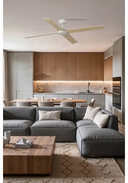 FARO 34355-Stropný ventilátor RUDDER L béžová/biela pr. 132 cm + diaľkové ovládanie