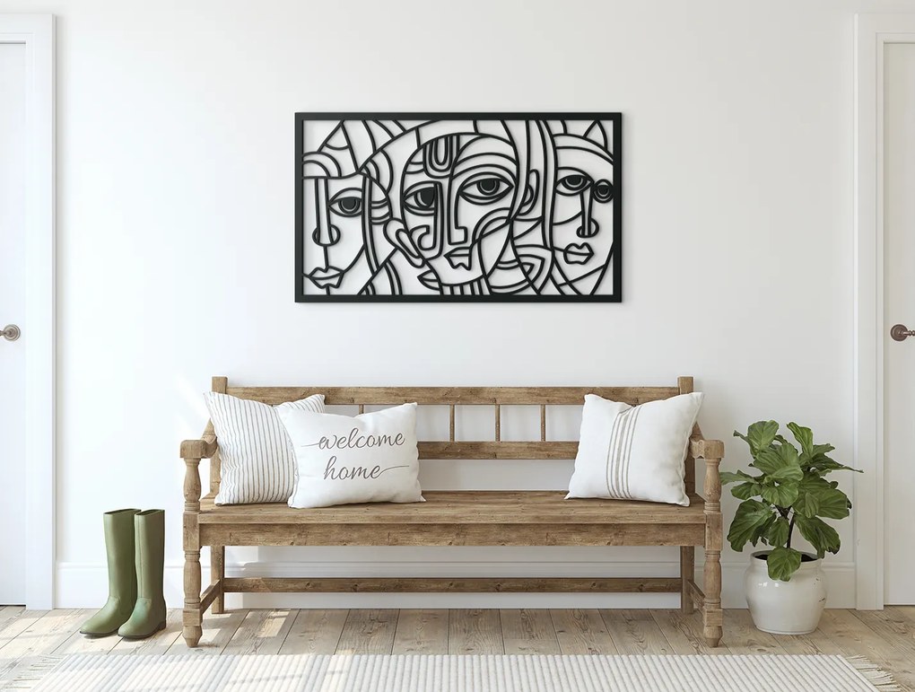 drevko Kubistický obraz z dreva Pohľady Rozmer obrazu: 26 x 44,5 cm, Farba dekorácie: Čierna