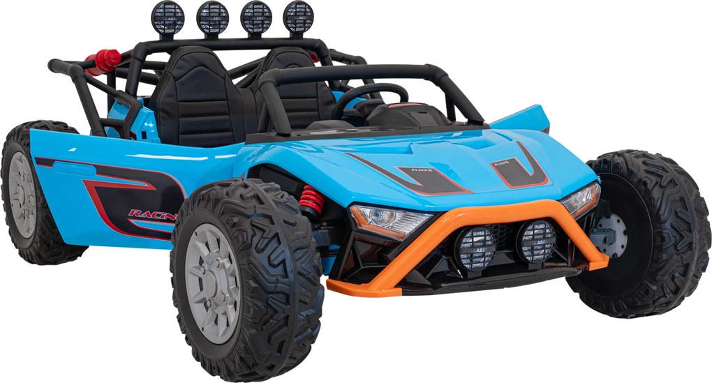 Ramiz Detská pretekárska bugina na batérie 5 Modrá + motory 2x200W + diaľkové ovládanie + zvuková LED dióda + pomalý štart