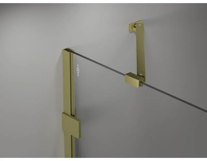 Mexen Lunar Duo, výklopný sprchový kút 90 x 90 cm, 8mm číre sklo, zlatý matný profil, 834-090L-090P-55-00
