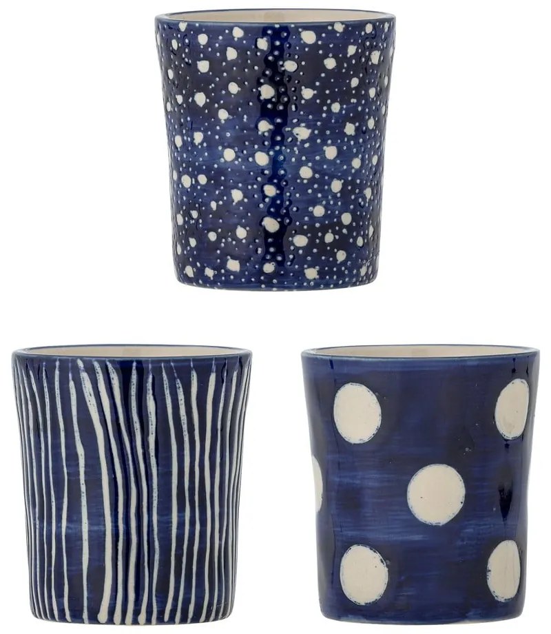 Tmavomodré šálky v súprave 3 ks na espresso z kameniny 190 ml Minoa – Bloomingville