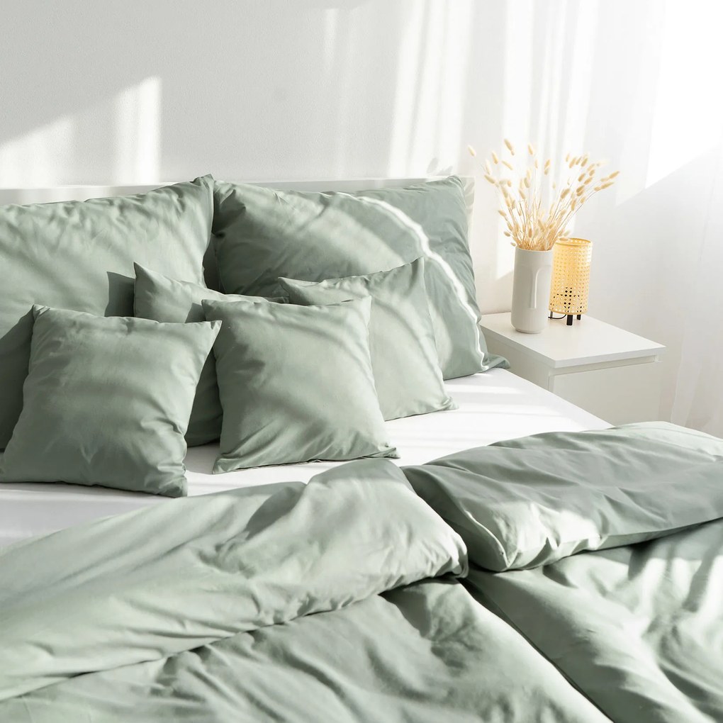 Goldea bavlnené posteľné obliečky - šalviovo zelené 140 x 220 a 70 x 90 cm