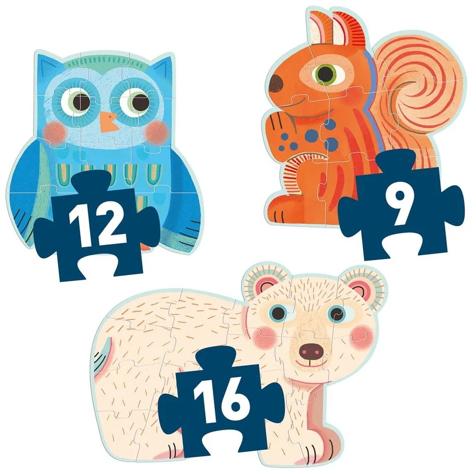 Sada 3 detských puzzle Djeco Forest