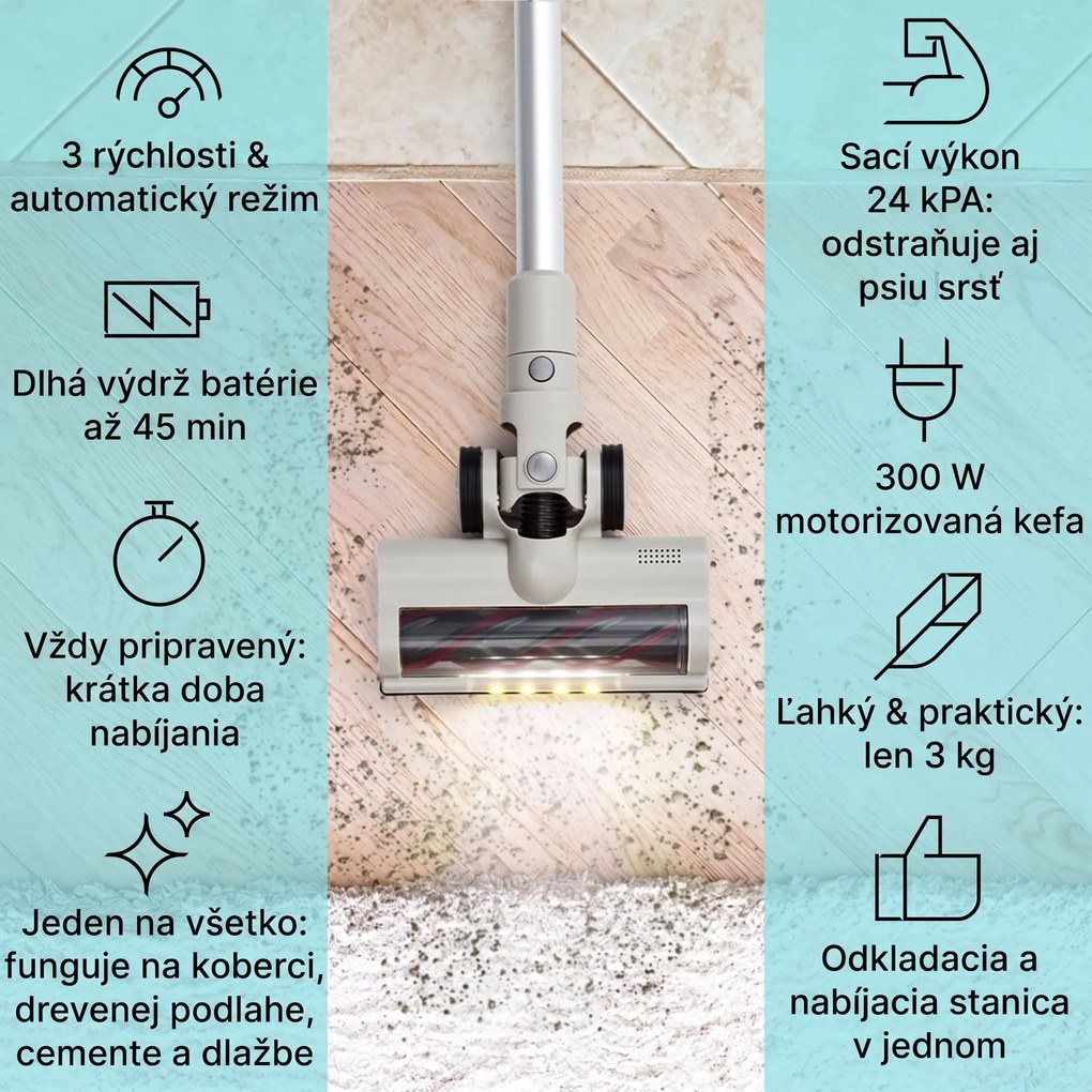 Klarstein LARMA bezsáčkový bezkáblový vysávač, batéria 45 min prevádzky, max. LED