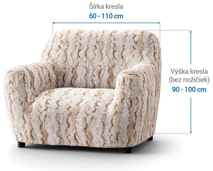 Bielastické poťahy OCEANO NOVÉ béžové kreslo (š. 60 - 110 cm)
