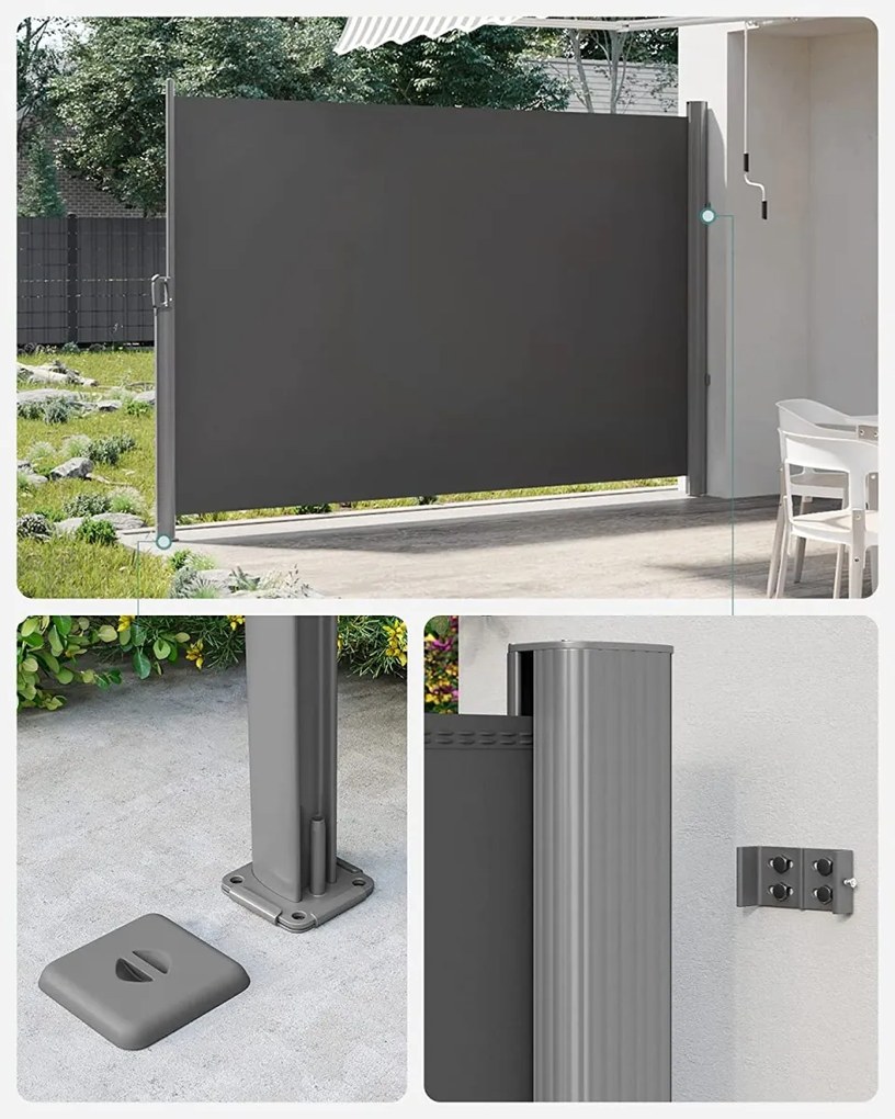 Bočná markíza Orrine 180x400 cm tmavo šedá