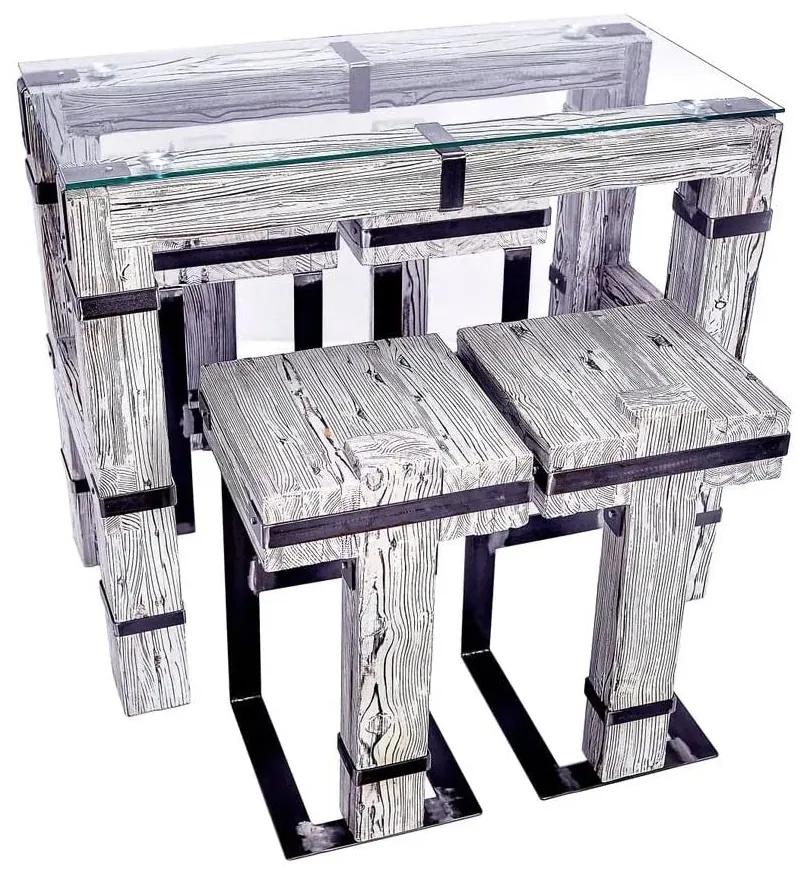 CHYRKA® Jedálenský stôl DROHOBYCZ taburetka loft vintage bar priemyselný dizajn ručne robené drevo