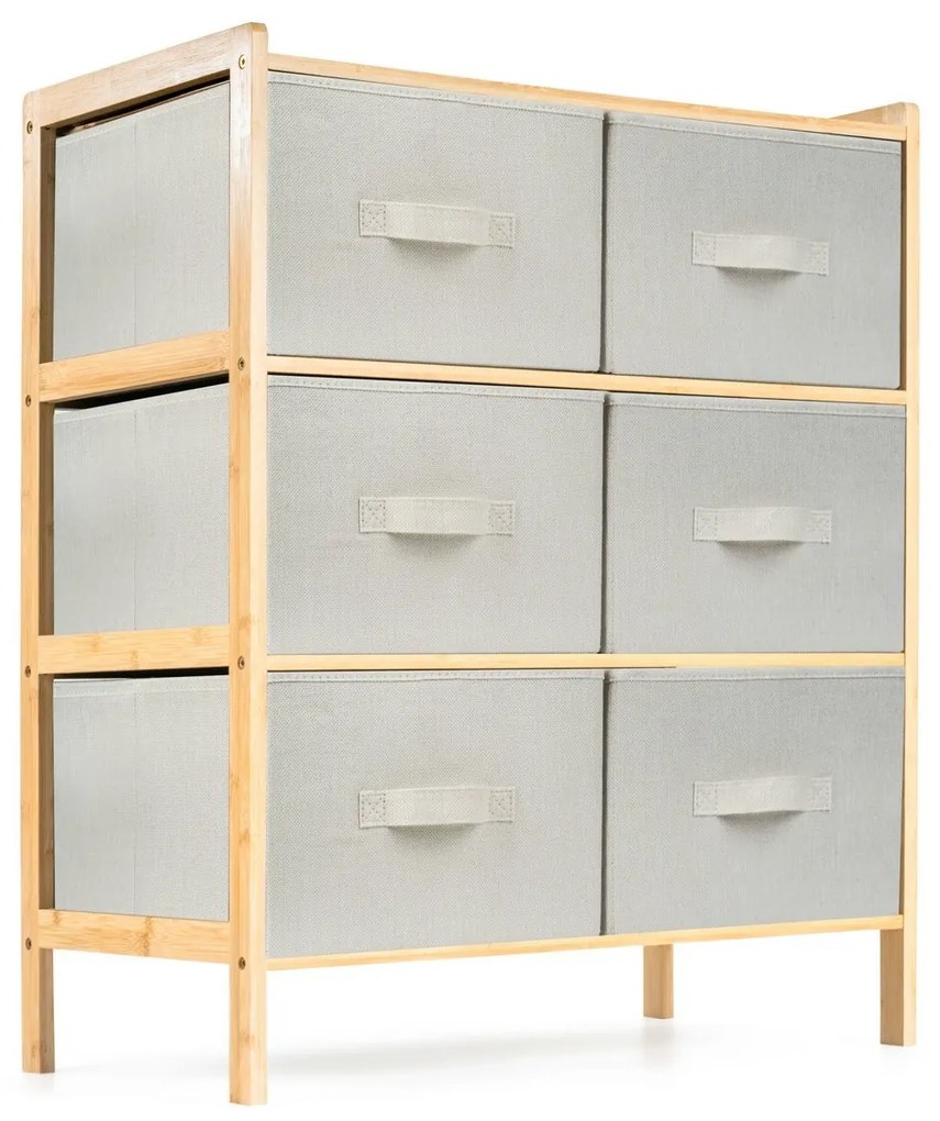 G21 Bambusový regál s košíkmi, 3 police, béžová, 3 poschodia