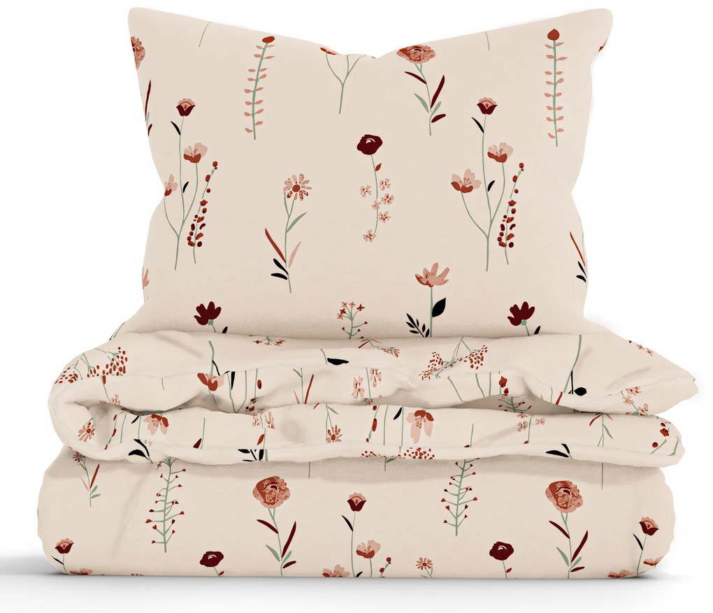 Francúzske bavlnené obliečky Renforcé - Vlčie maky bežové