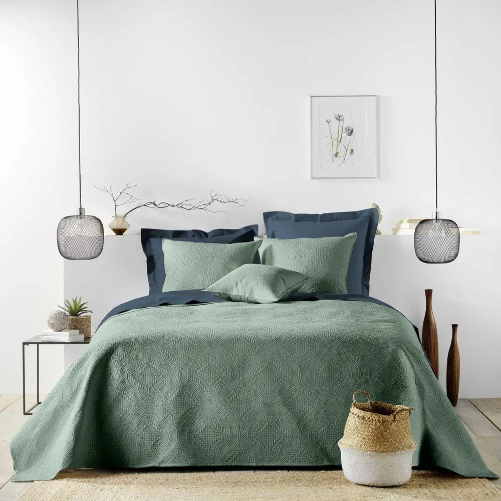 Zelená súprava prikrývky a obliečky na vankúš z mikrovlákna 240x260 cm Romane – douceur d'intérieur