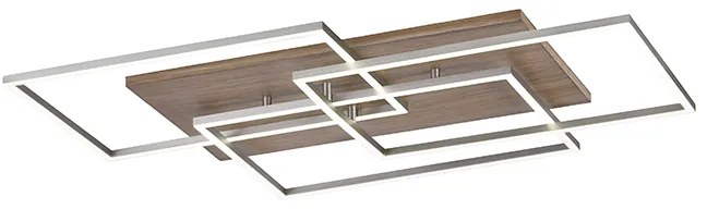 Stropné svietidlo drevené štvorcové vrátane LED 3 svetiel s diaľkovým ovládaním - Ajdin