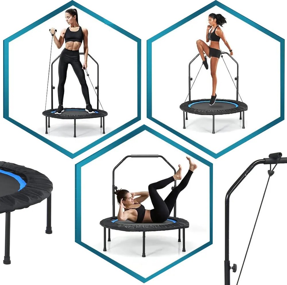 Fitness trampolína s madlom